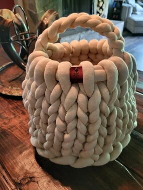 Chunky Hand Knit Cream Basket